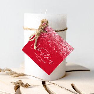 Snowdrift Red Merry Christmas Favor Tags