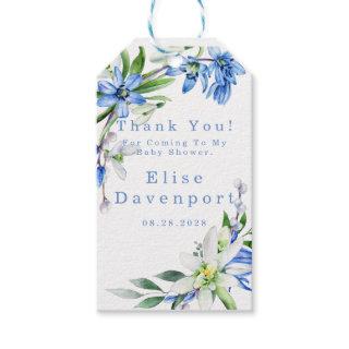 Snowdrops Scilla Florals Boy Baby Shower Thank You Gift Tags