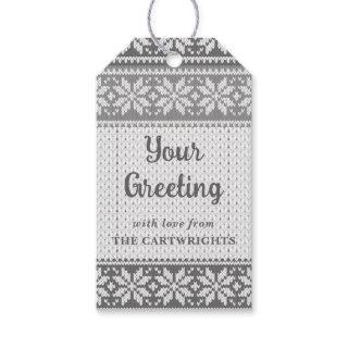 Snowflake Gray Nordic Knit Sweater Your Greeting Gift Tags