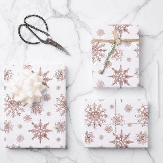 Snowflake Pattern In Faux Rose Gold Looking Color  Sheets