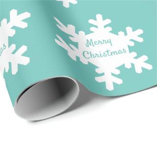 Snowflake Pattern Teal White Merry Christmas 2023