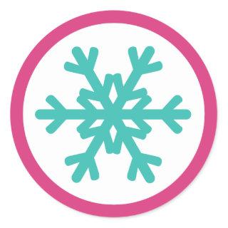 Snowflake Pink Aqua Stickers