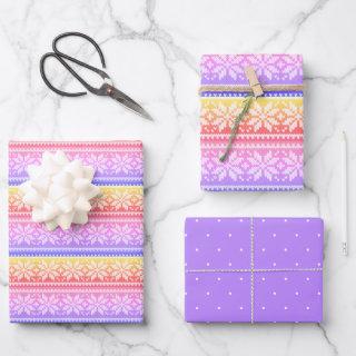 Snowflake Pink Purple Yellow Faux Knit Sweater  Sheets