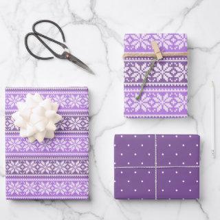 Snowflake Purple Faux Nordic Knit Sweater Pattern  Sheets