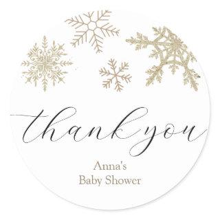 Snowflake Thank You Favor Classic Round Sticker