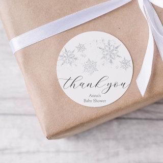 Snowflake Thank You Favor Classic Round Sticker