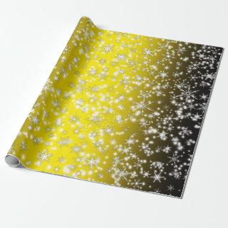 Snowflakes and Sparkles over Yellow Light