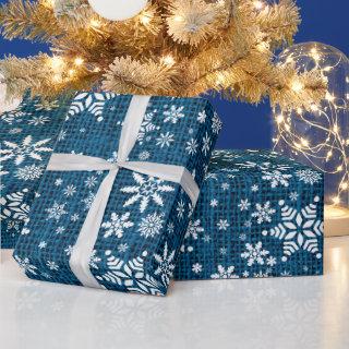 Snowflakes - Blue Burlap Texture