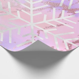 Snowflakes Christmas Holiday Marble Pink Blue Peac