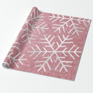 Snowflakes Christmas Holiday Merry Pink Glitter