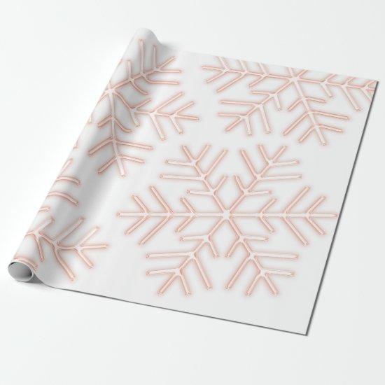 Snowflakes Christmas Holiday Pink Rose White
