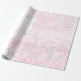 Snowflakes Christmas Holiday Pink Spark Glitter
