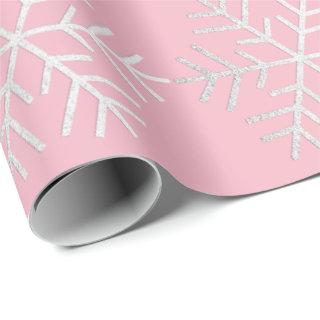 Snowflakes Christmas Holiday Pink White Gray Merry