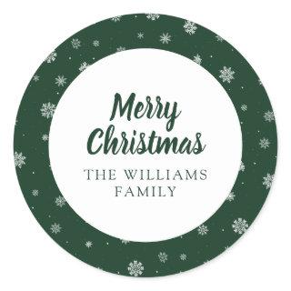 Snowflakes Green Holiday Sticker
