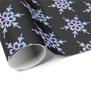 Snowflakes, pastel Iridescent crystal on black