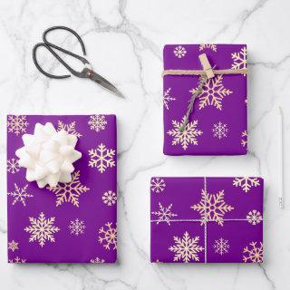 Snowflakes Seamless Pattern Purple Christmas  Sheets
