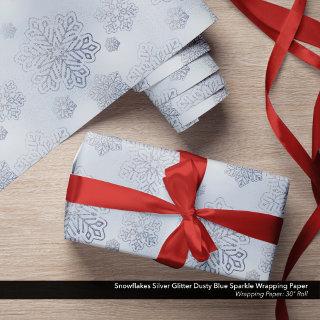 Snowflakes Silver Glitter Dusty Blue Sparkle