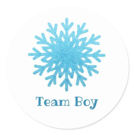 Snowflakes TEAM BOY Gender Reveal Game Labels