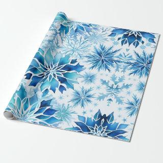 Snowflakes Winter magic watercolor pattern