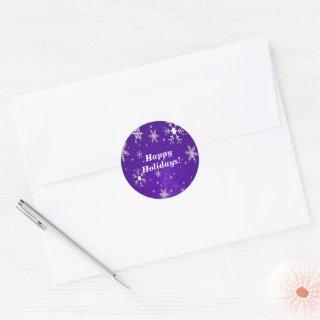 Snowflakes with Blue Background Round Stickers