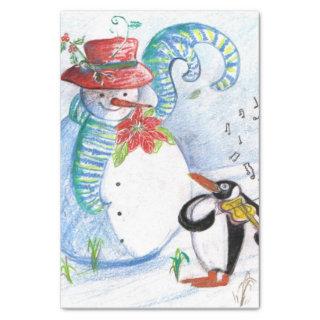 SNOWMAN AND PENGUIN'S WINTER SERENADE TISSUE PAPER