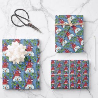 SNOWMAN BODYGUARD, CHRISTMAS CARDINAL REDBIRD  SHEETS