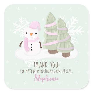 Snowman Christmas Thank You Square Sticker