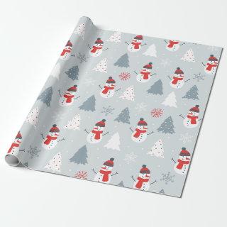 Snowman & Christmas Trees Christmas Pattern