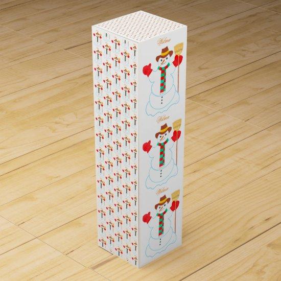 Snowman Customizable White Wine Box