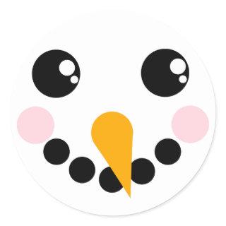 Snowman Face Classic Round Sticker