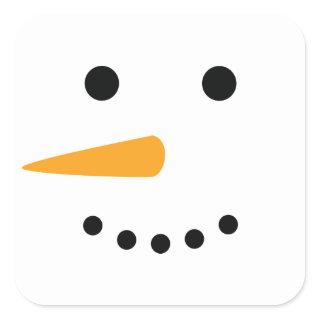 Snowman Face Square Sticker