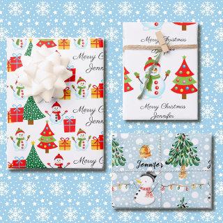 Snowman Personalize Name 3 Christmas  Sheets