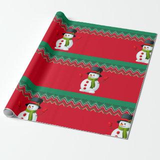 Snowman Red & Green Chevron Pattern Ribbon