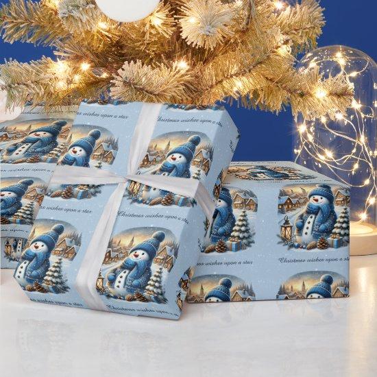 Snowman Starry Night Christmas Wishes Upon A Star