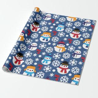 Snowmans & Snowflakes Seamless Pattern