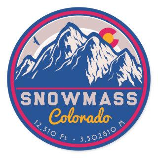 Snowmass Colorado Aspen rocky mountains Skiing Classic Round Sticker