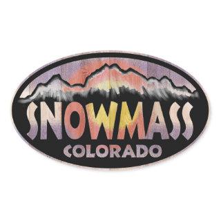 Snowmass Colorado wooden flag oval stickers