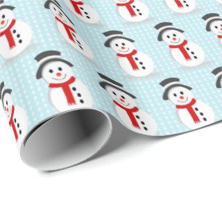 Snowmen and Snowflakes Blue Pattern