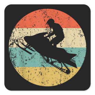 Snowmobile Retro Style Snowmobiling Square Sticker