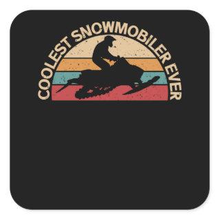 Snowmobiling Coolest Snowmobiler Square Sticker