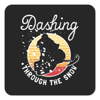 Snowmobiling - Dashing Through The Snow Square Sticker