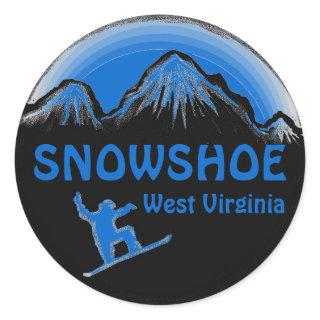 Snowshoe West Virginia blue snowboard stickers