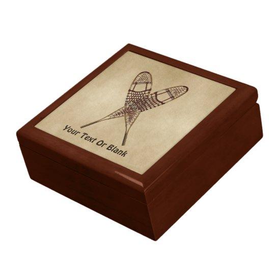 Snowshoes On Old Paper Gift Box