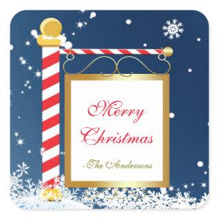 Snowy Christmas North Pole Sign Stickers