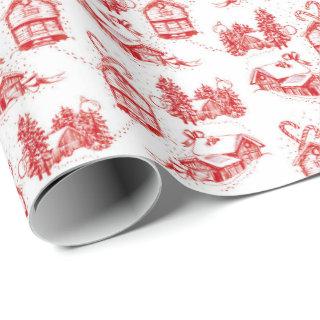 Snowy Christmas Toile | red single roll