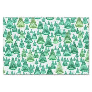Snowy Christmas Trees Pattern Tissue Paper
