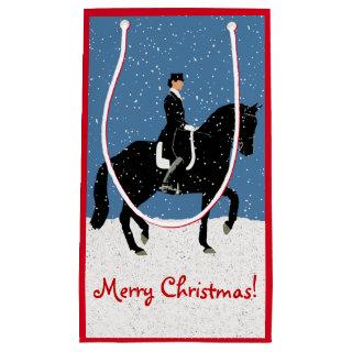 Snowy Dressage Horse Christmas Small Gift Bag
