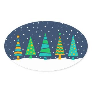 Snowy Fir Trees Stickers