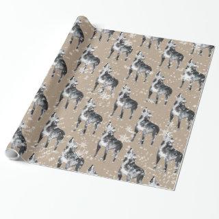 Snowy Howling Winter Wolf Kraft Paper Wrapping