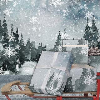 Snowy Night Sky Winter Woodland Forest Snowflakes
